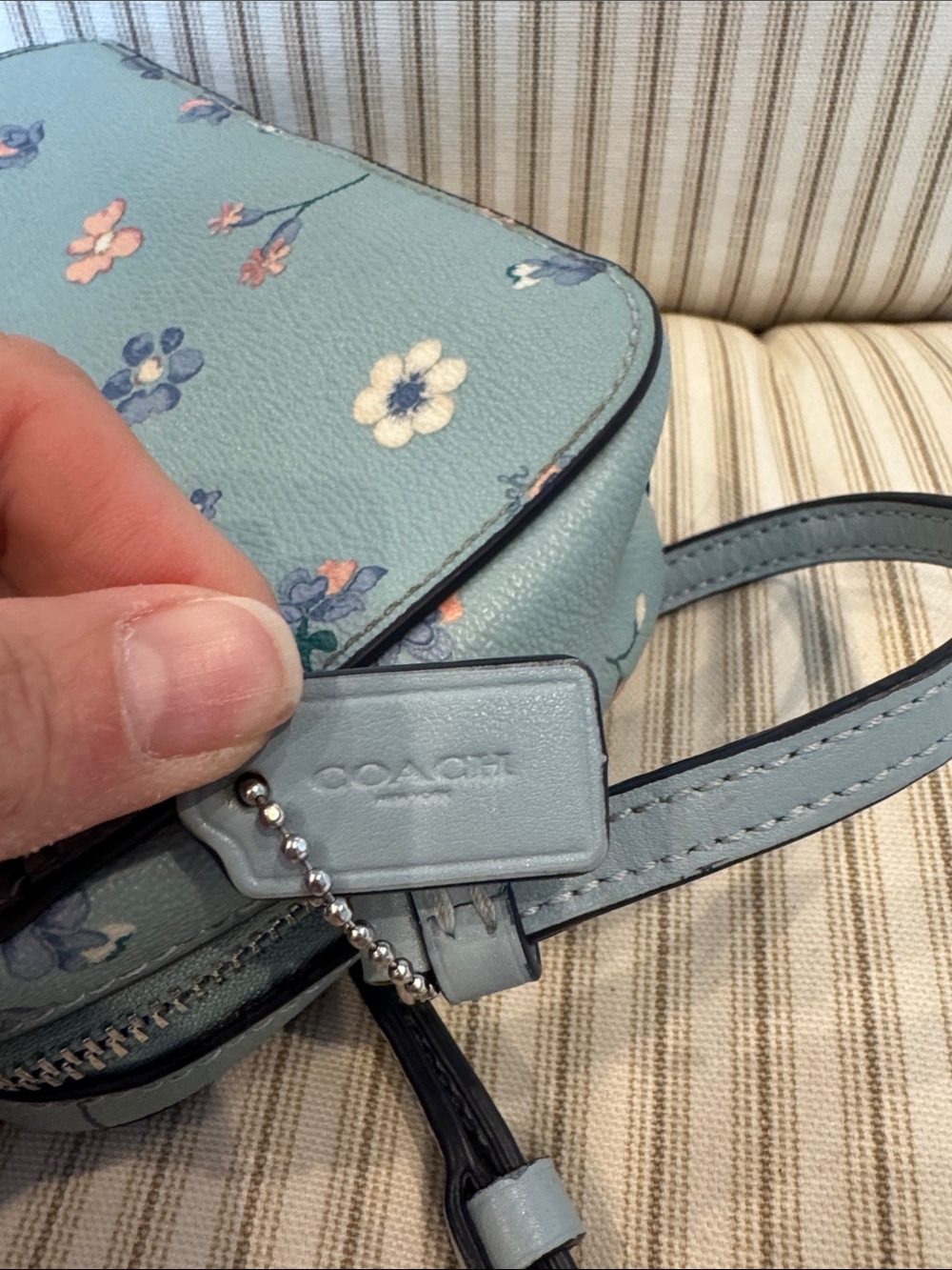Coach Jamie mini camera crossbody bag light blue mystical floral print - Picture 6 of 11